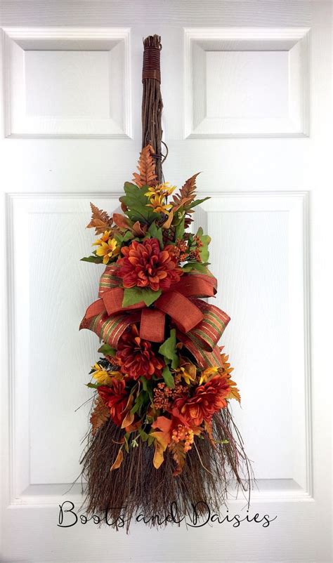 Fall Wreath For Front Door Fall Broom Door Hanger Twig Broom Door