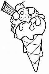 Ice Cream Coloring Cone Printable sketch template