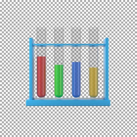 Premium Psd Test Tubes With Red Blue Green Yellow The Test Tube On A Transparent Background