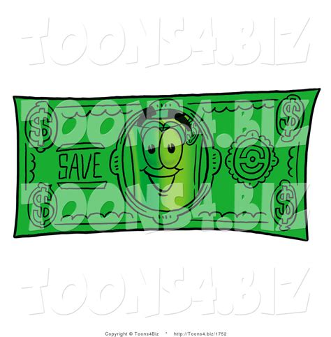 Illustration Of A Cartoon Rolled Money Mascot On A Dollar Bill By