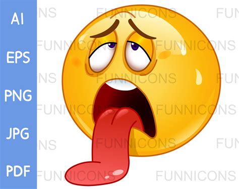 Clipart Cartoon Of Exhausted Emoji Emoticon Sweating And Etsy Uk