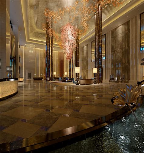Luxury Hotel Lobby Hall 3d Model Max