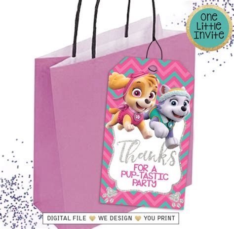 Skye And Everest Paw Patrol Thank You Tags Paw Patrol Thank Etsy