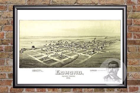 Vintage Map Of Edmond Oklahoma 1891 By Teds Vintage Art Old Map