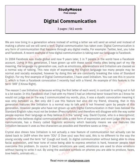 Digital Communication Free Essay Example