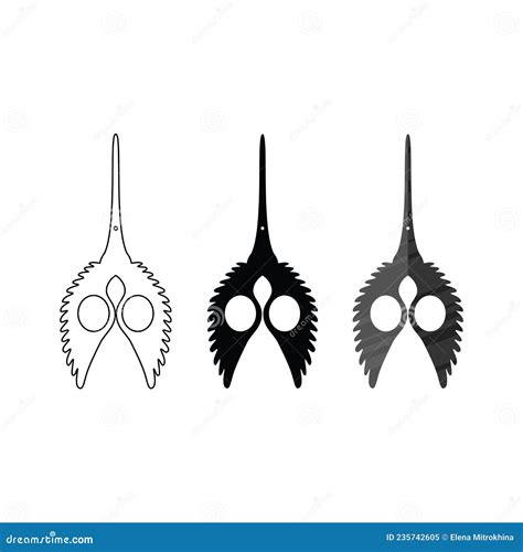 Set Of Scissors Icons Outlines And Silhouettes Of Scissors With