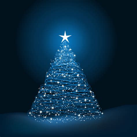Christmas Tree Blue Background Vector Free Download