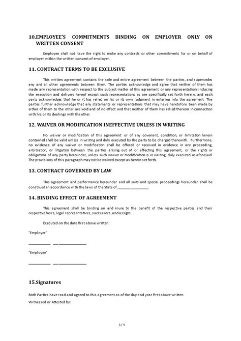 Fill In Blank Printable Employment Contract Template