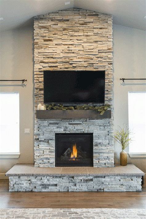 Stone Fireplace Stacked Stone Fireplace Design Remodel Decor Cute