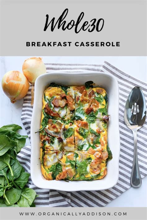 Spray 11x7x2 pan with pam. This Whole30 Breakfast Casserole is filled with hearty flavors and healthy ingredients. It's ...