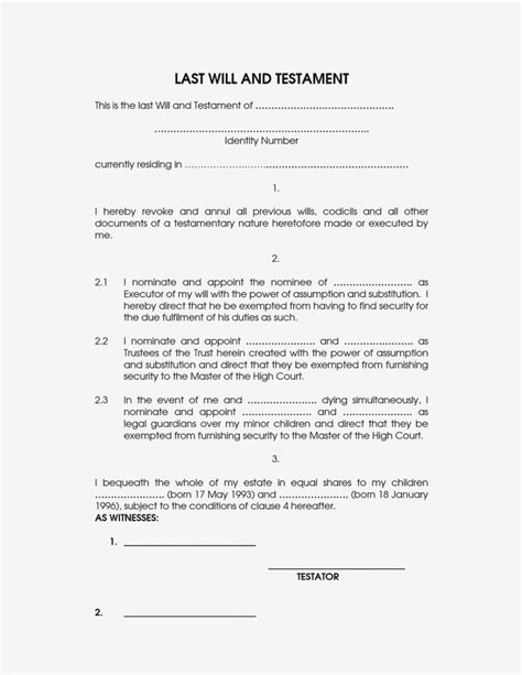 Templates For Wills Free Template Designs And Ideas Free Free