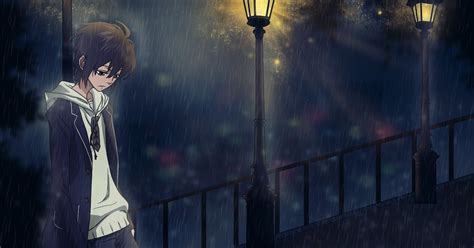 Sad Anime Boy And Girl Crying In The Rain