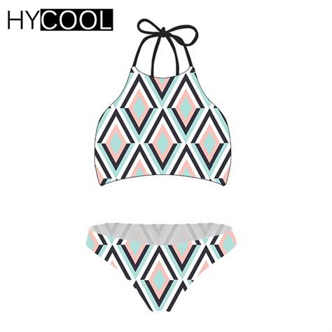 Hycool Bikini 2019 Women Swimsuit 3d Geometric Printing Swimming