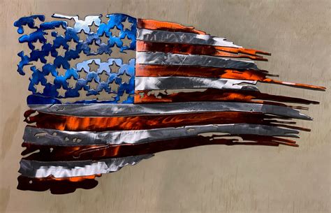 Tattered American Flag Custom Metal Wall Art Texas Metal Makers