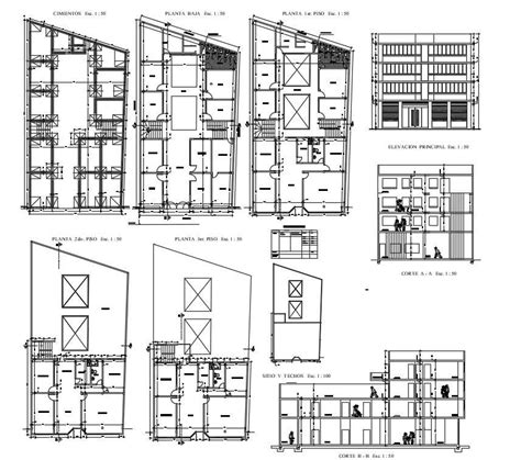 Commercial Complex Section And Plan Drawing For Autocad File Cadbull