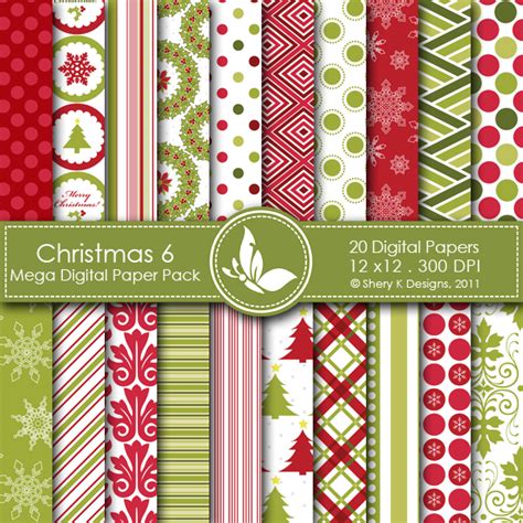 Christmas 6 Digital Paper Pack Shery K Designs