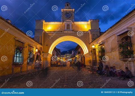 Antigua Arch Ay Night Guatemala Editorial Stock Photo Image Of