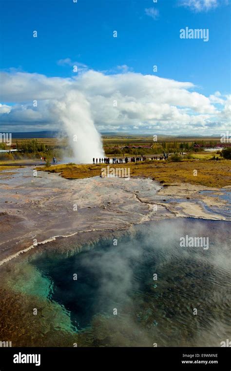 Geyser Eruption In Iceland Stock Photo Alamy