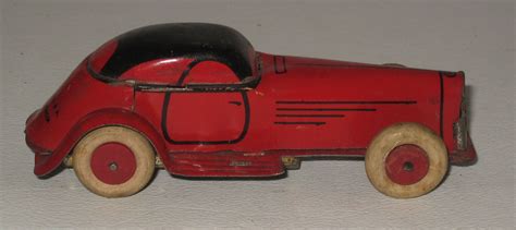 Antique Lindstrom Red Coupe Car Tin Litho Wind Up Works Well Bd38 Antique Price Guide