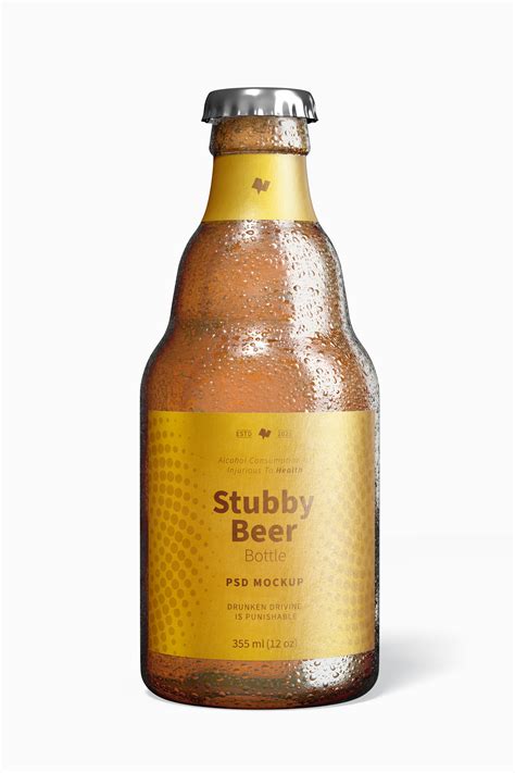 Stubby Beer Bottle Psd Mockup Original Mockups