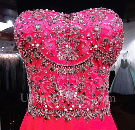 Gorgeous A Line Strapless Long Hot Pink Chiffon Beaded Prom Dress