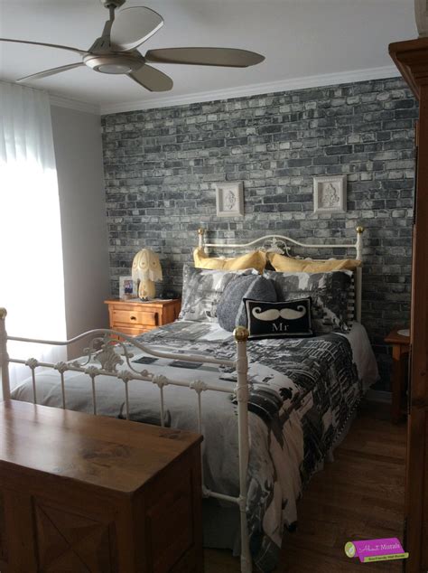 Grey Brick Wallpaper From Aboutmuralsca Bedroom Toronto By About Murals
