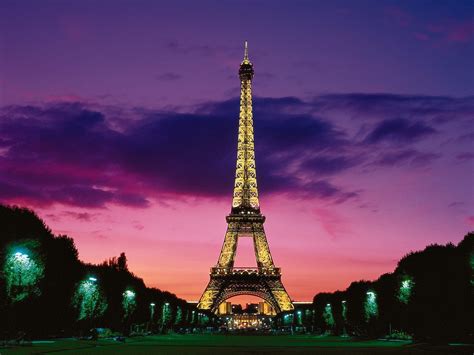 Eiffel Tower At Paris France Under Red And Pink Clouded Sky Hd