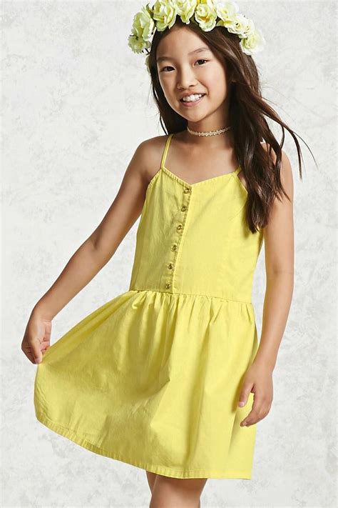 Forever 21 Girls A Woven Cami Dress Featuring A Full Button Placket