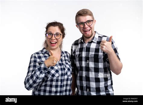 Nerds Geek Bespectacled And Funny People Concept A Couple Of Nerds