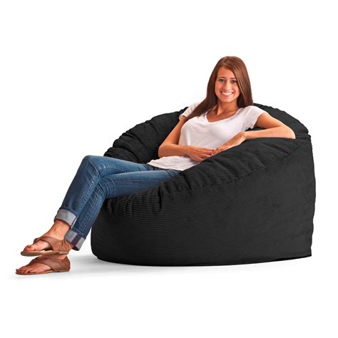 original fuf chair 4 ft large wide wale corduroy bean bag lounger black
