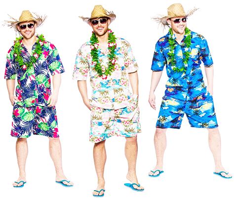 Hawaiian Beach Mens Fancy Dress Tropical Hawaii Luau Hula Adults
