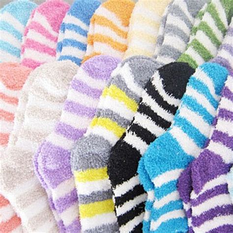 Soft Floor Home Lady Winter T Women Bed Socks Stripe Fluffy Warm