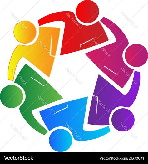 Teamwork People Working Together Logo Royalty Free Vector