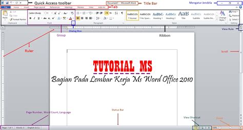 Mengenal Bagian Pada Lembar Kerja Microsoft Word Office 2010