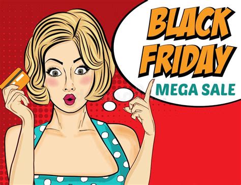 Black Friday Banner With Pin Up Girl Retro Style Stock Vector