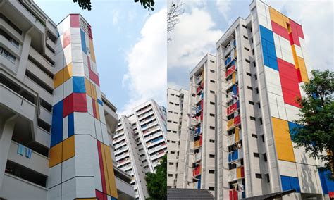 Teck Whye Avenue Hdb Blocks Get Mondrian Inspired Paint Job