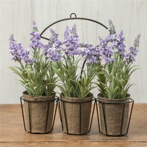 Faux Lavender In Hanging Container Antique Farmhouse
