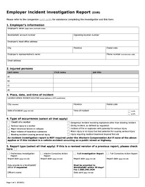 incident investigation report template  template pdffiller