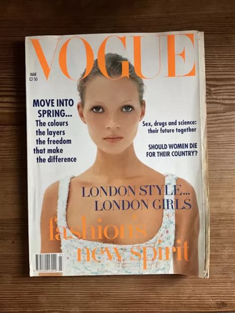 British Vogue Magazine March 1993 Kate Moss 1st Vogue Cover