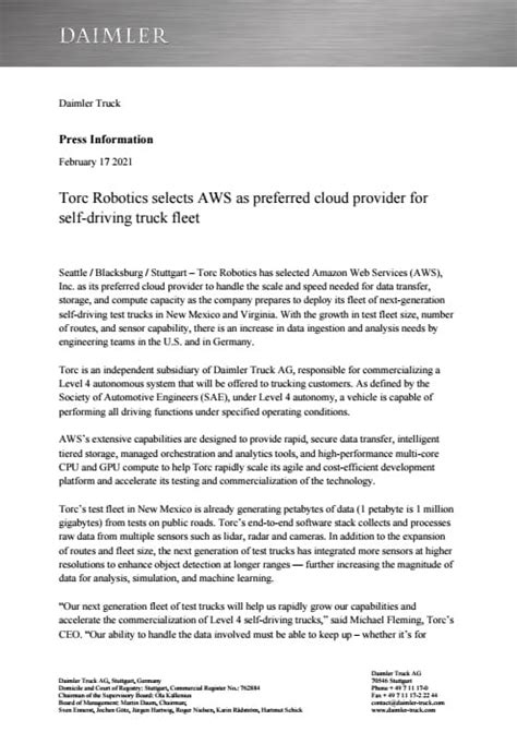 Torc Robotics Selects AWS As Preferred Cloud Provider For Self Driving