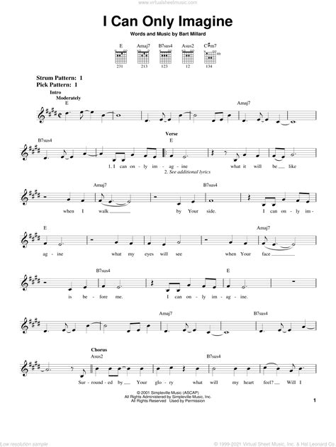 Mercyme I Can Only Imagine Sheet Music For Guitar Solo Chords V2