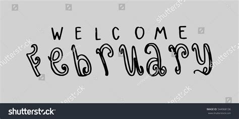 Hello February Hand Lettered Quote Modern Stock Vector Royalty Free