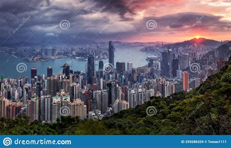 China Hong Kong Panorama La Nuit Image Stock Image Du Ville Asie