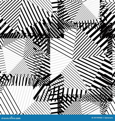 Black And White Creative Continuous Lines Pattern Contrast Moti Stock