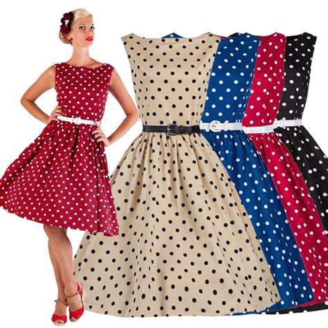 Vintage Women Vintage 50s 60s Style Retro Rockabilly Pinup Polka Dot Tea Party Dresses Women S