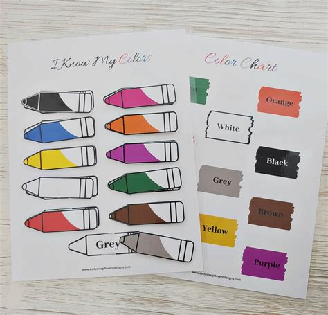 I Know My Colors Kids Color Chart Colors Sheet My Color Etsy
