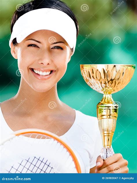 Successful Female Tennis Player Won Competition Stock Image Image Of