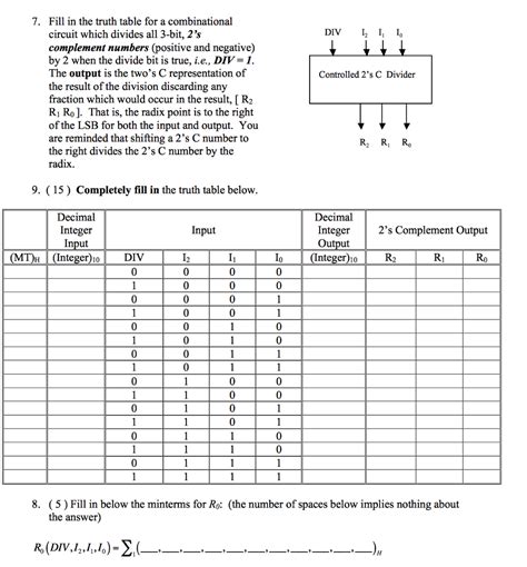 Solved 7 Fill In The Truth Table For A Combinational Div I