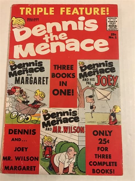 Dennis The Menace Triple Feature 1 Fawcett 1961 Fn Mr Wilson Margaret Comic Books