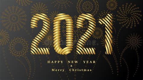 Happy New Year 2021 Holiday Vector Illustration Of Gold Metallic